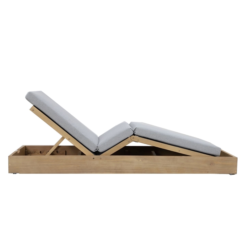 Maklaine Modern Style Acacia Wood Lounger in Gray/Natural Finish