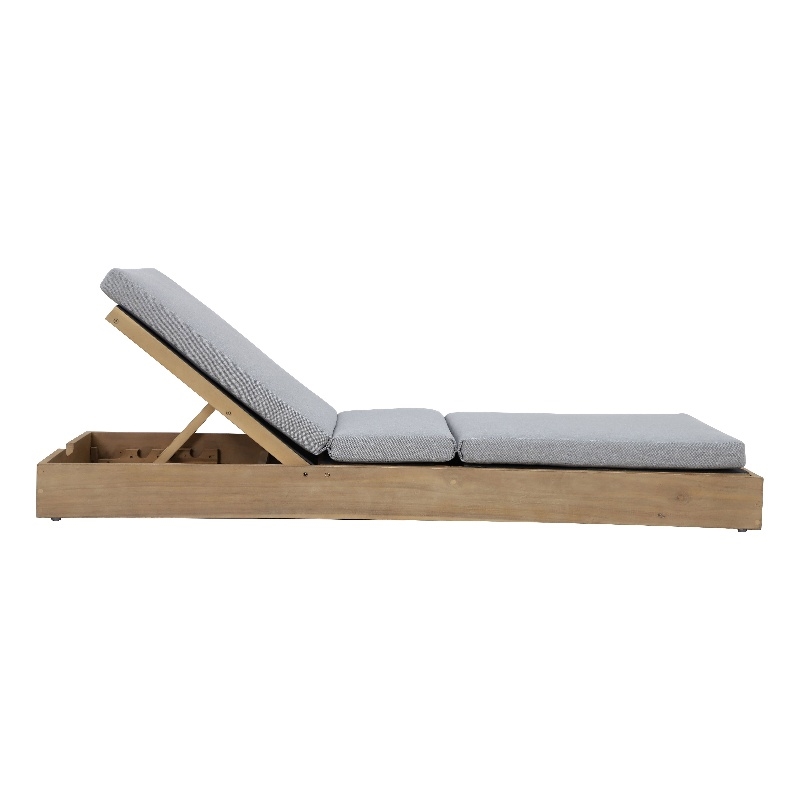 Maklaine Modern Style Acacia Wood Lounger in Gray/Natural Finish