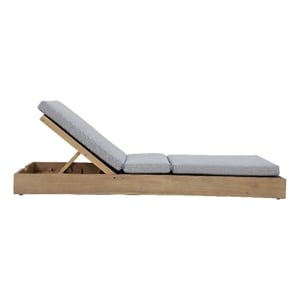 Maklaine Modern Style Acacia Wood Lounger in Gray/Natural Finish