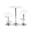 Maklaine Gloss Lacquer & High Polished Steel Metal Dining Table in White