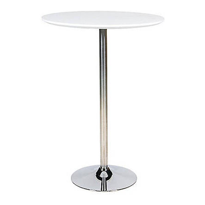 Maklaine Gloss Lacquer & High Polished Steel Metal Dining Table in White