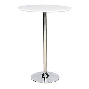 Maklaine Gloss Lacquer & High Polished Steel Metal Dining Table in White