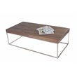 Maklaine Modern Wood Veneer & High Polished Steel Coffee Table in Walnut