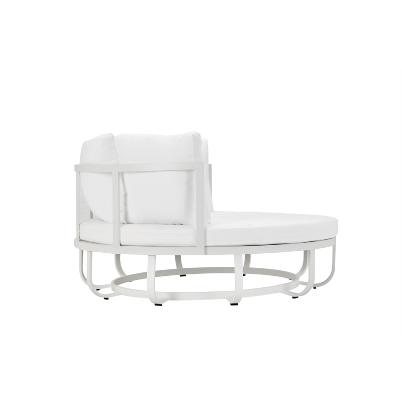 Maklaine Contemporary Upholstered Aluminium Daybed in White Finish