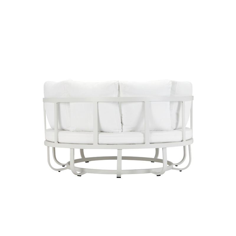 Maklaine Contemporary Upholstered Aluminium Daybed in White Finish