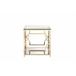 Maklaine Metal Side Table with Glass in Polished Gold Finish
