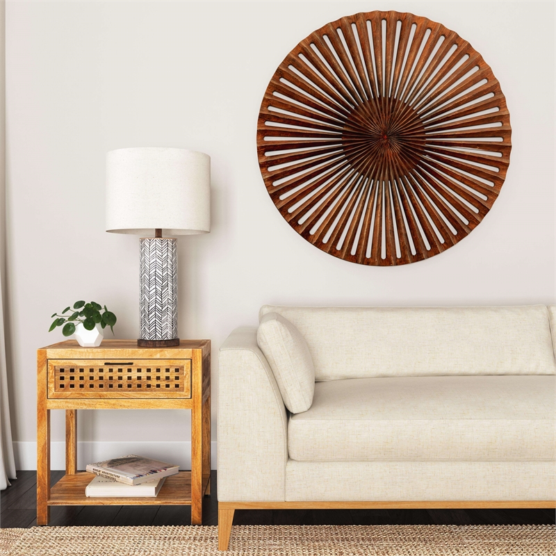 Maklaine Modern / Contemporary Chairside End Table in Brown Wood