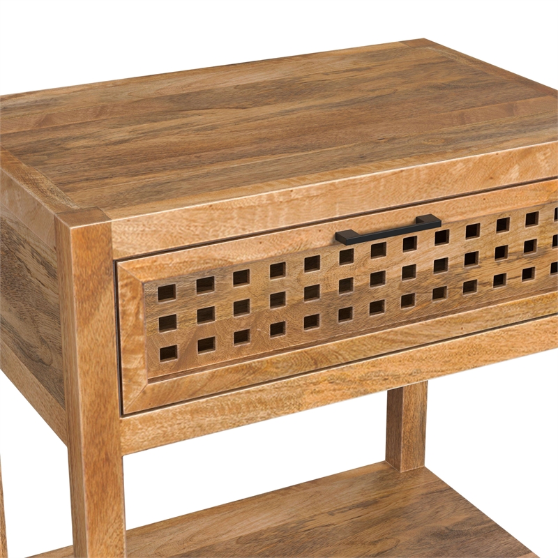 Maklaine Modern / Contemporary Chairside End Table in Brown Wood