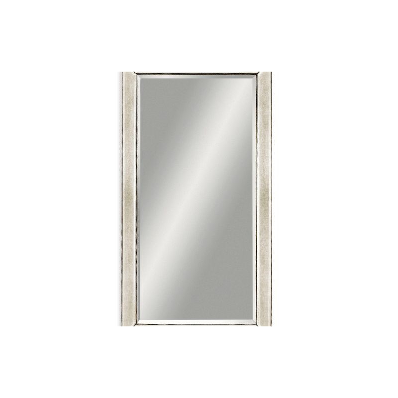 Maklaine Modern Beaded Leaner Antique Mirror with Silver Leaf Wood Frame