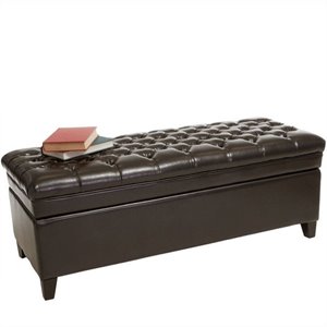 maklaine contemporary storage ottoman in espresso brown finish