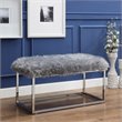 Maklaine Modern Faux Fur Fabric Bench in Gray / Chrome Finish