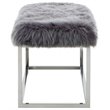 Maklaine Modern Faux Fur Fabric Bench in Gray / Chrome Finish