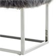 Maklaine Modern Faux Fur Fabric Bench in Gray / Chrome Finish