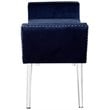 Maklaine Velvet Upholstered Bench with Acrylic Legs in Navy Blue