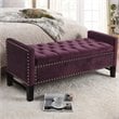 Maklaine Tufted Velvet Storage Bench with Nailhead Trim in Purple