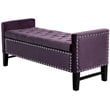 Maklaine Tufted Velvet Storage Bench with Nailhead Trim in Purple