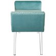 Maklaine Velvet Upholstered Bench with Acrylic Legs in Slate Blue