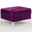 Maklaine Tufted Velvet Storage Ottoman with Chrome Legs in Purple