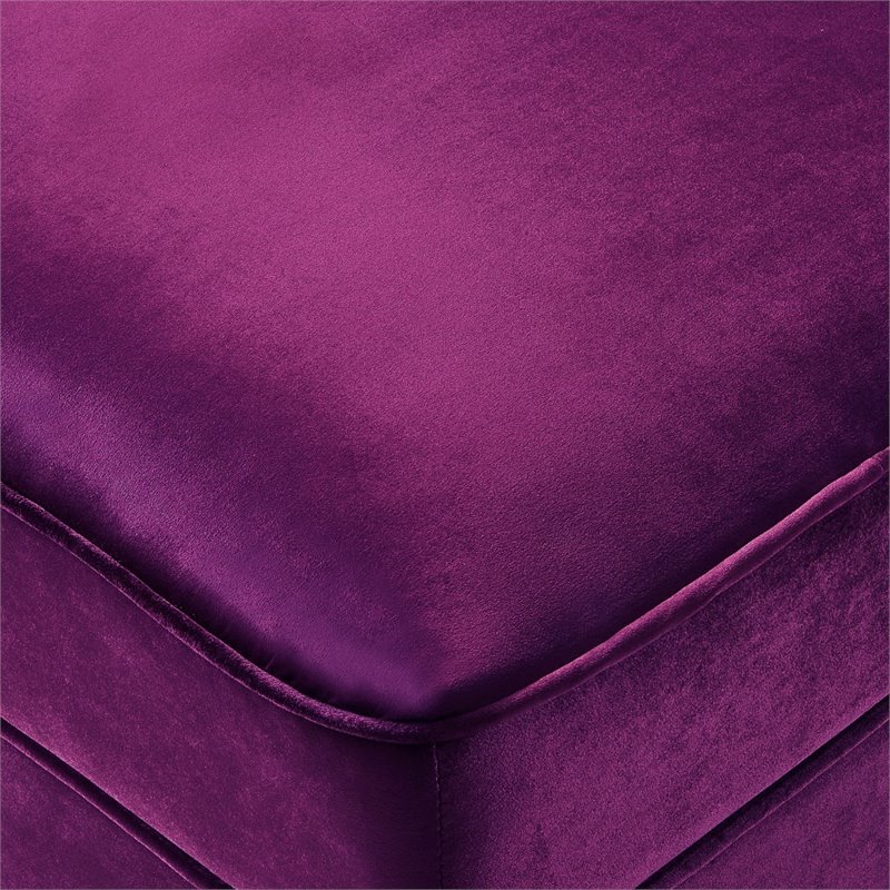 Maklaine Tufted Velvet Storage Ottoman with Chrome Legs in Purple