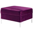 Maklaine Tufted Velvet Storage Ottoman with Chrome Legs in Purple