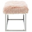 Maklaine Modern Faux Fur Fabric Bench in Pink / Chrome Finish