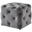 Maklaine Mid-Century Modern Velvet Square Ottoman in Gray Finish