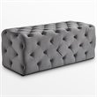 Maklaine Mid-Century Modern Button-Tufted Velvet Bench in Gray Finish