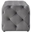 Maklaine Mid-Century Modern Button-Tufted Velvet Bench in Gray Finish