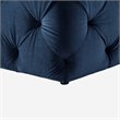 Maklaine Mid-Century Modern Velvet Square Ottoman in Navy Blue Finish