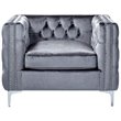 Maklaine Modern Button Tufted Velvet Accent Chair in Gray Finish