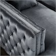 Maklaine Modern Button Tufted Velvet Accent Chair in Gray Finish
