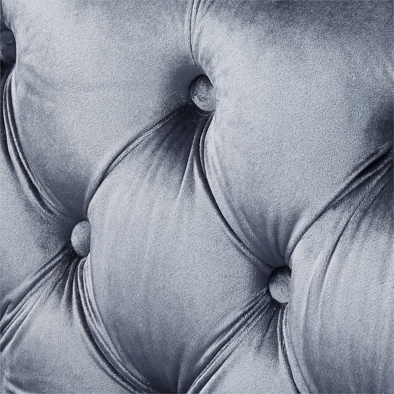 Maklaine Modern Button Tufted Velvet Accent Chair in Gray Finish