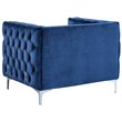 Maklaine Modern Button Tufted Velvet Accent Chair in Blue Finish