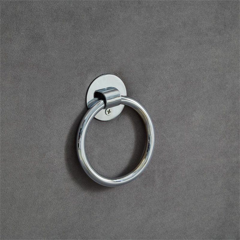 Maklaine Modern Velvet 1Pc Storage Ottoman in Gray/Chrome Finish