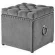 Maklaine Modern Velvet 1Pc Storage Ottoman in Gray/Chrome Finish