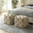 Maklaine Mid-Century Modern Linen Fabric Square Ottoman in Beige Finish