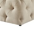 Maklaine Mid-Century Modern Linen Fabric Square Ottoman in Beige Finish