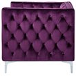 Maklaine Modern Button Tufted Velvet Accent Chair in Purple Finish