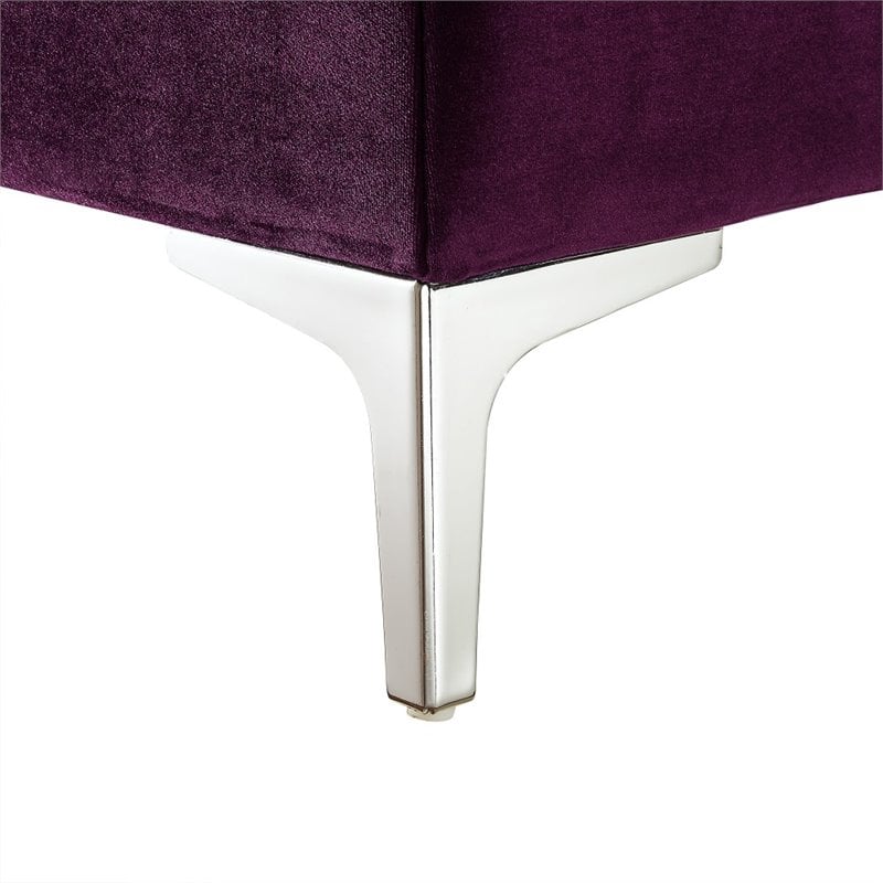 Maklaine Modern Button Tufted Velvet Accent Chair in Purple Finish