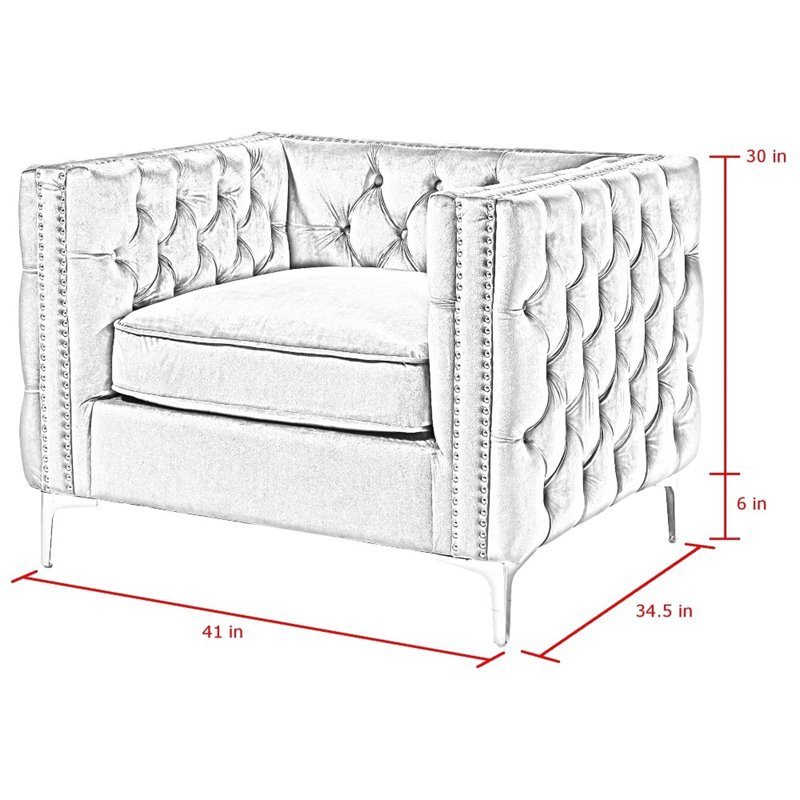 Maklaine Modern Button Tufted Velvet Accent Chair in Purple Finish