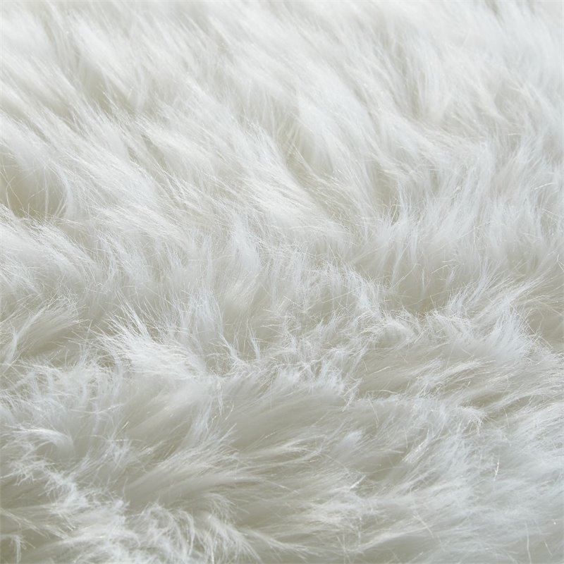Maklaine Modern Faux Fur Fabric Ottoman with Acrylic Legs in White