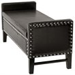 Maklaine Faux Leather Storage Bench with Nailhead Trim in Espresso