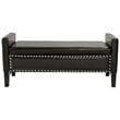 Maklaine Faux Leather Storage Bench with Nailhead Trim in Espresso