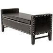 Maklaine Faux Leather Storage Bench with Nailhead Trim in Espresso