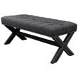 Maklaine Tufted Linen Fabric Bench with Nailhead Trim in Dark Gray