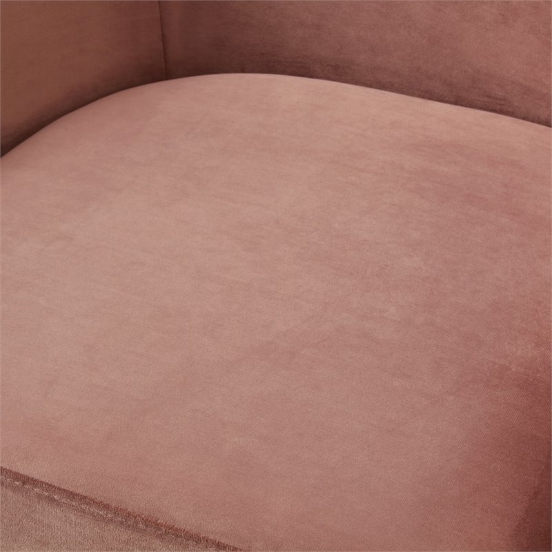 Maklaine Tufted Velvet Barrel Back Accent Chair in Blush Pink/Gold