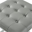 Maklaine Tufted Faux Leather Cube Ottoman with Metal Frame in Gray