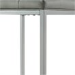 Maklaine Tufted Faux Leather Cube Ottoman with Metal Frame in Gray