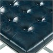 Maklaine Tufted Faux Leather Cube Ottoman with Metal Frame in Blue