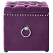 Maklaine Modern Velvet 1Pc Storage Ottoman in Purple/Chrome Finish
